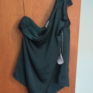 Petal & Pup Dark Green One-Shoulder Dress